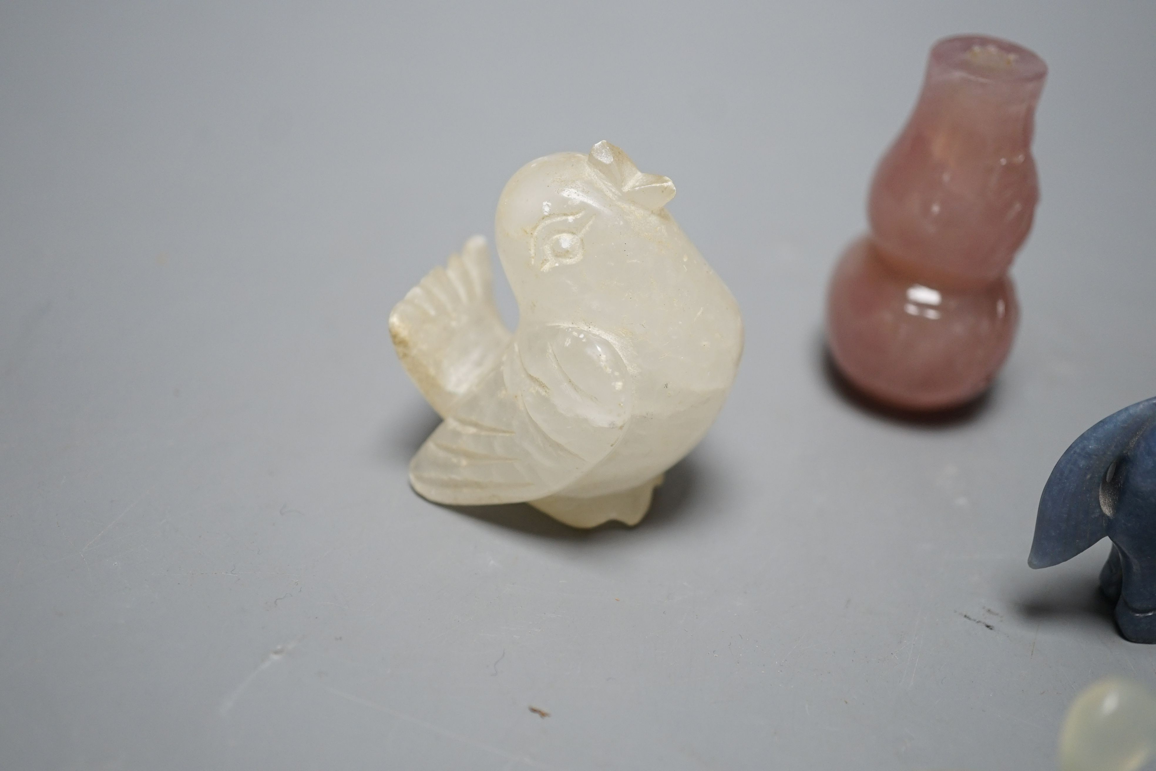 Six Chinese hardstone carvings, tallest 6cm